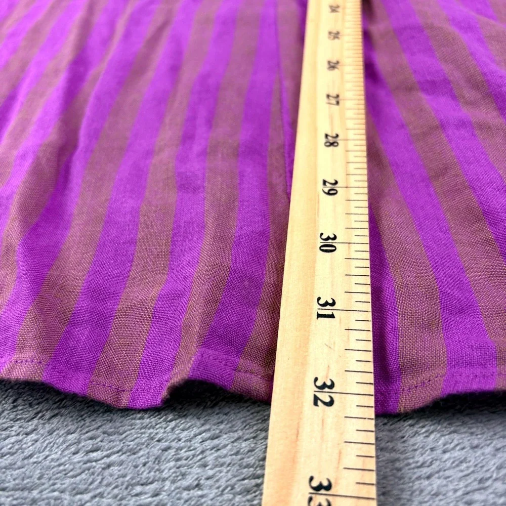 Free People XS Purple Folk Town Striped Linen Blend Tunic Dress Tassel Pockets